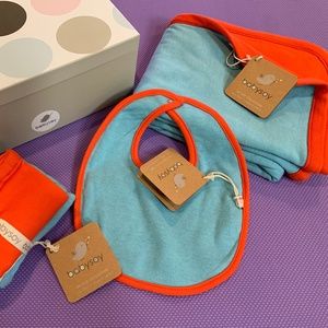 Organic Babysoy Newborn Gift Set with Blanket, Burpies, Bib, and Gift Box!